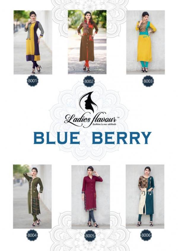 Ladies Flavour Blue Berry Rayon Kurtis Seller
